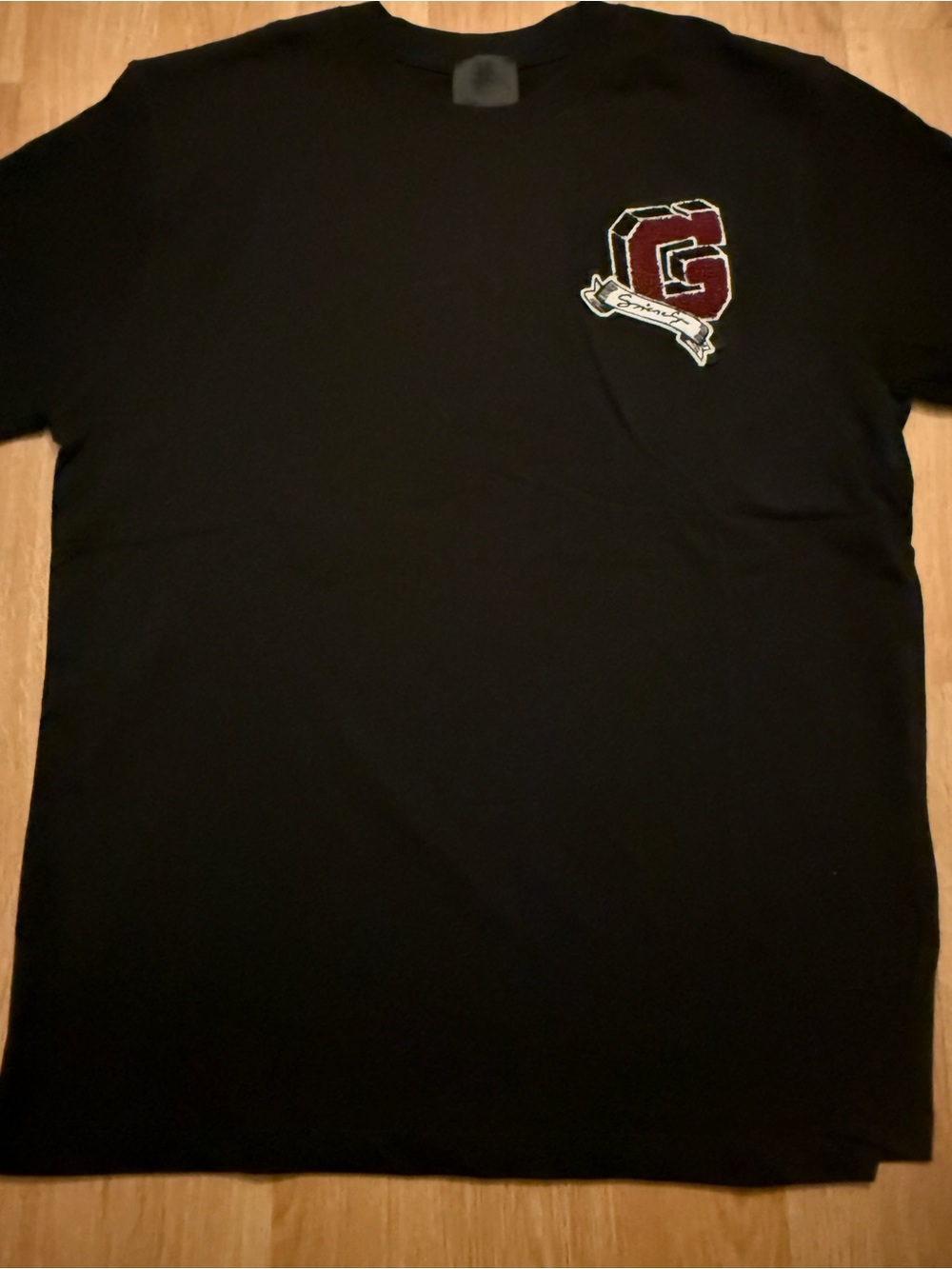 Givenchy Black Short Sleeve Tee with Burgundy 'G' Crest